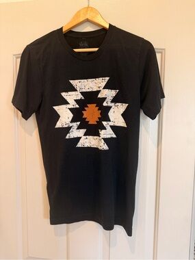 Black Graphic Tee with Geometric Print